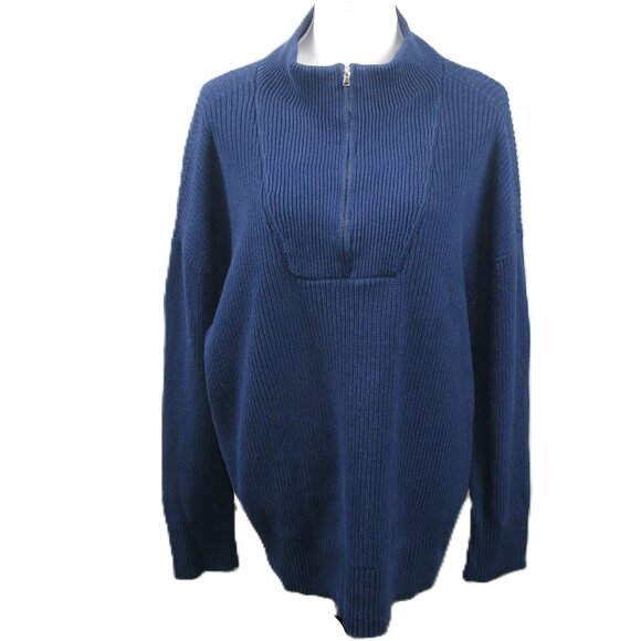 Lands' End Navy Blue Drifter 1/4 Zip 100% Cotton Pullover Sweater Size 1X - Picture 1 of 6